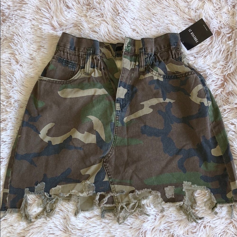 Forever 21 Distressed Camo Skirt